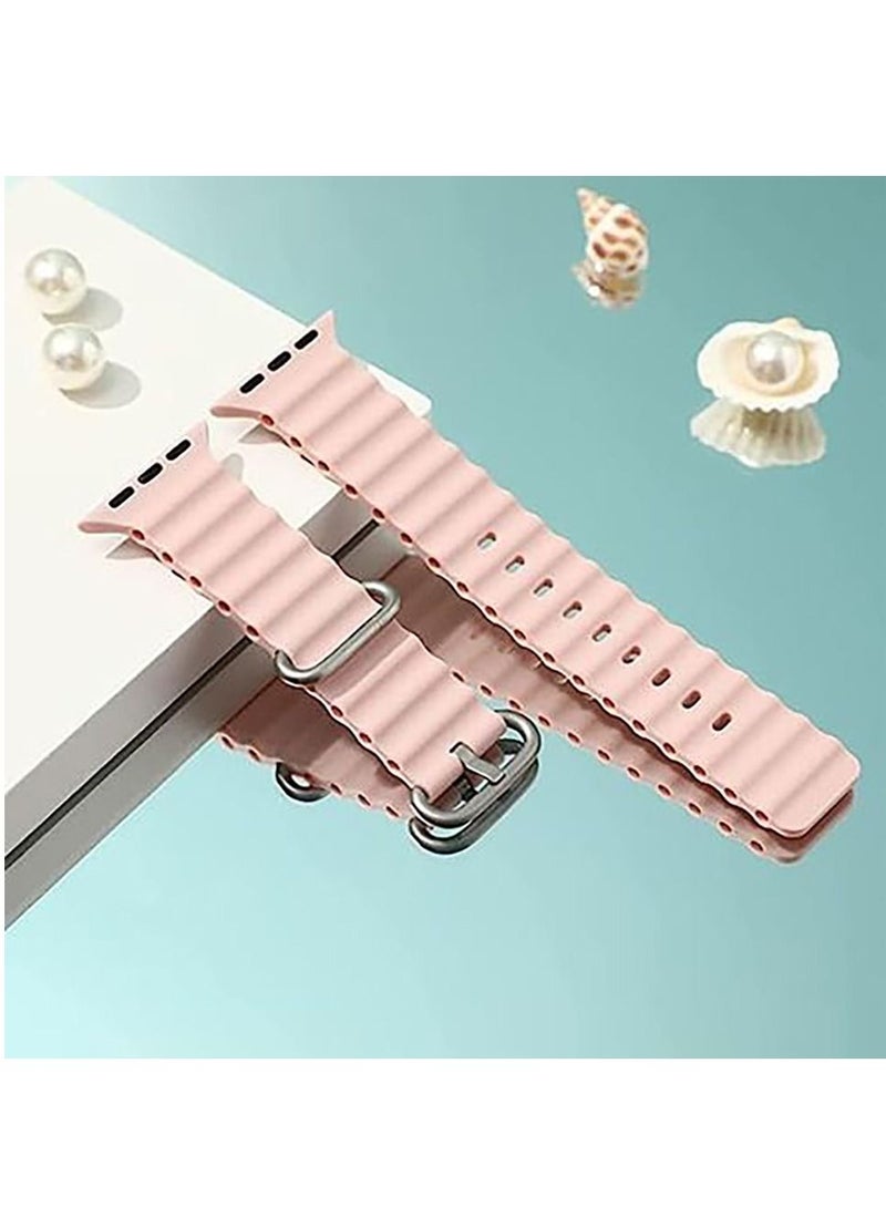 Silicon Replacement Strap For Apple Watch Series 7 And Series 8 (45mm) And Apple Watch Ultra (49mm) - Pink