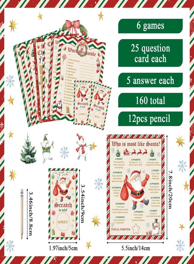 Harloon 172 Pcs Christmas Games Set Christmas Party Games for Adults Family Group Santa Trivia Word Scramble Xmas Bingo Winter Holiday Activities with Pencils for Winter Holiday Xmas Party Supplies - Image 3