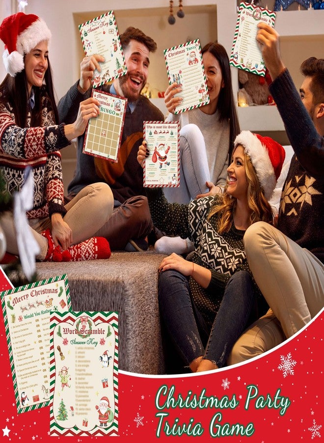 Harloon 172 Pcs Christmas Games Set Christmas Party Games for Adults Family Group Santa Trivia Word Scramble Xmas Bingo Winter Holiday Activities with Pencils for Winter Holiday Xmas Party Supplies - Image 4