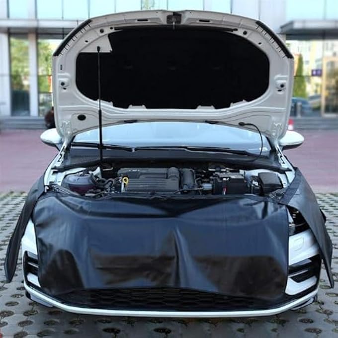 ريحني أغطية الرفارف بثلاث قطع للميكانيكيين من جلد الميكروفايبر وحصائر واقية الرفارف للسيارات للميكانيكيين المزودين بخطاطيف، وغناطيسات قوية للخياطة لشاحنات السيدان، وسيارات SUV ستيشن واجن - Image 5