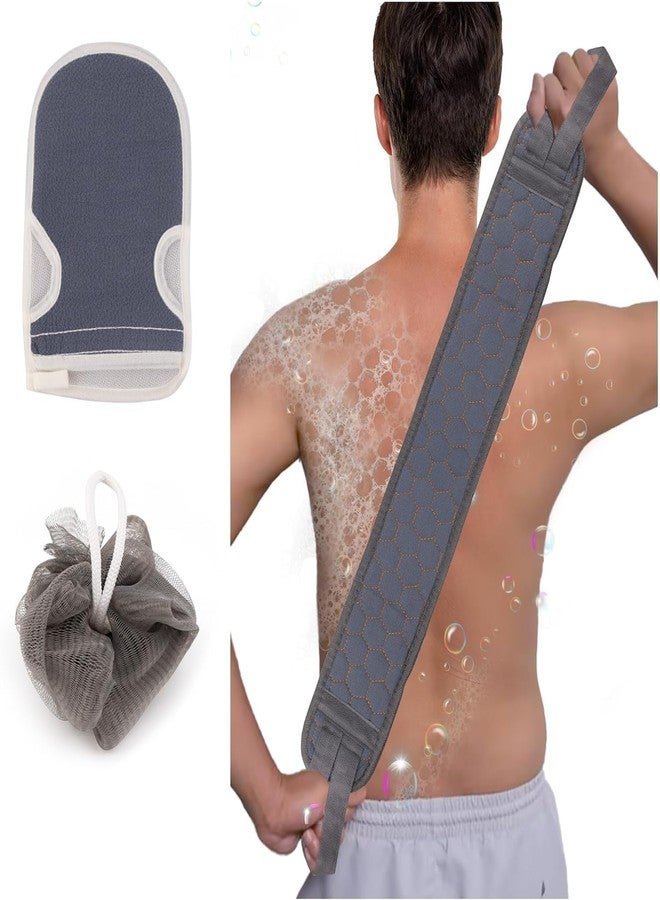 LOZOX Exfoliating Body Scrubber Shower Set - 3pcs, Back Scrubber, Sponge Pad & Loofah Mesh Bath Pouf for Men Women Shower Bath, Sensitive, Delicate, Dry Skin. Reusable(Loofah Set) - Image 3