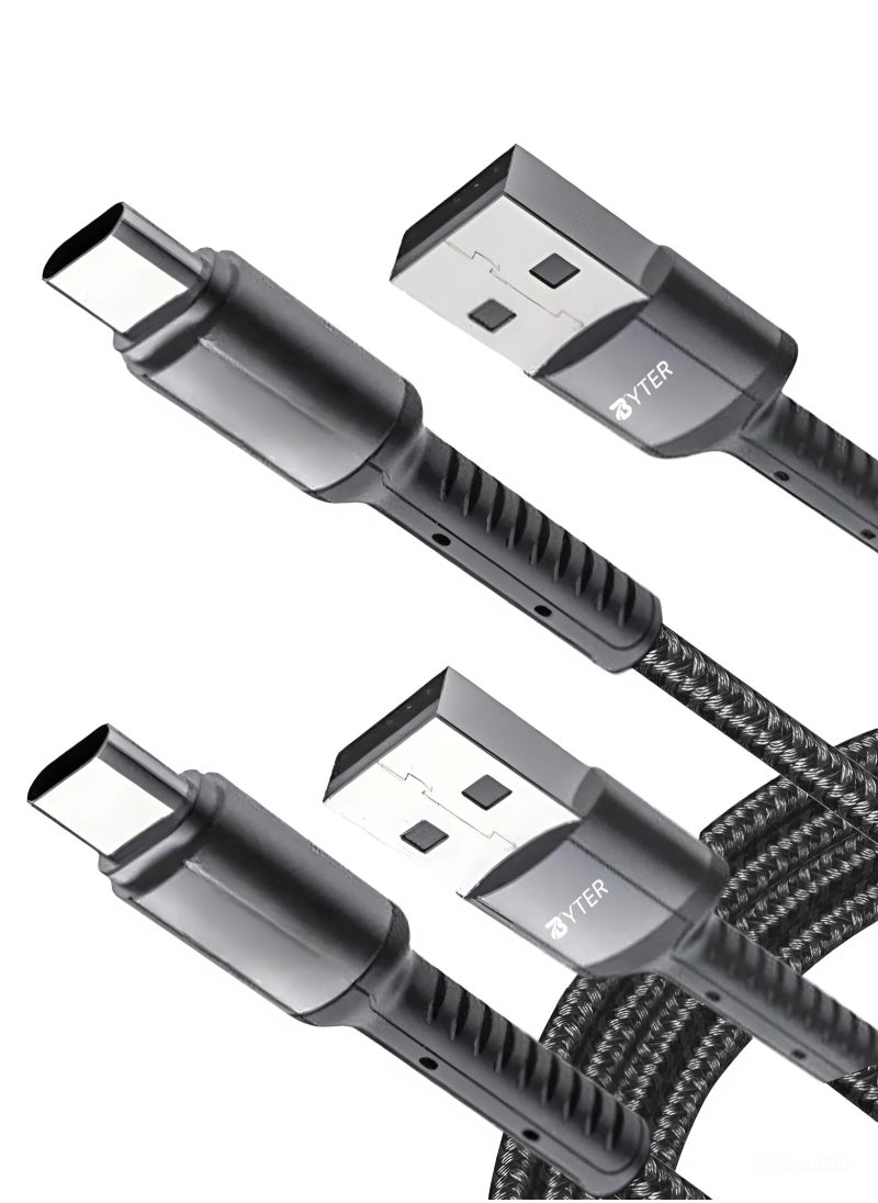Generic - USB C Cable, [2 Pack, 1 Meter] USB A to USB C Charger Cable, Premium Nylon Fast Charging Cable for Sony Hand Charger 5, Xbox One, Samsung Galaxy S10 S10+/Note 9, LG V30 and More (USB 2.0, Black) 2 pcs - Image 1