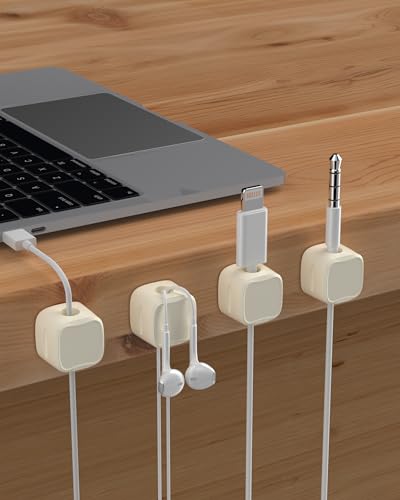 COOCAT Magnetic Cable Clips, Adjustable Cord Holder Management, Adhesive Wire Keeper Organizer for Home Office Desk Phone PC Car Wall Desktop Nightstand Appliance (9-Pack Beige) - Image 2