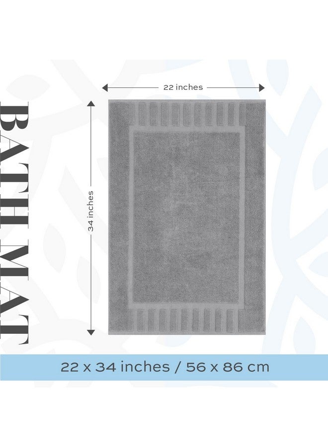 White Classic Luxury Bath Mat Floor Towel Set - Absorbent Cotton Hotel Spa Shower/Bathtub Mats [Not a Bathroom Rug] 22"x34" | 2 Pack | Light Grey - Image 3