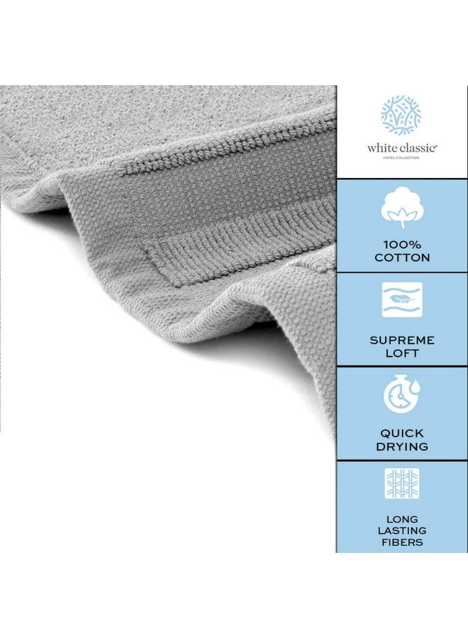 White Classic Luxury Bath Mat Floor Towel Set - Absorbent Cotton Hotel Spa Shower/Bathtub Mats [Not a Bathroom Rug] 22"x34" | 2 Pack | Light Grey - Image 5