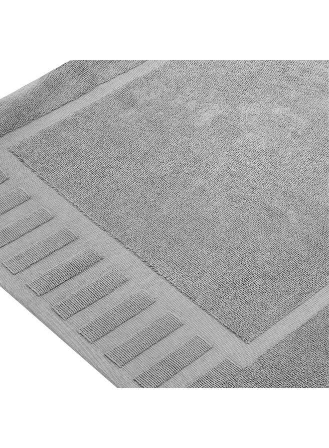 White Classic Luxury Bath Mat Floor Towel Set - Absorbent Cotton Hotel Spa Shower/Bathtub Mats [Not a Bathroom Rug] 22"x34" | 2 Pack | Light Grey - Image 2