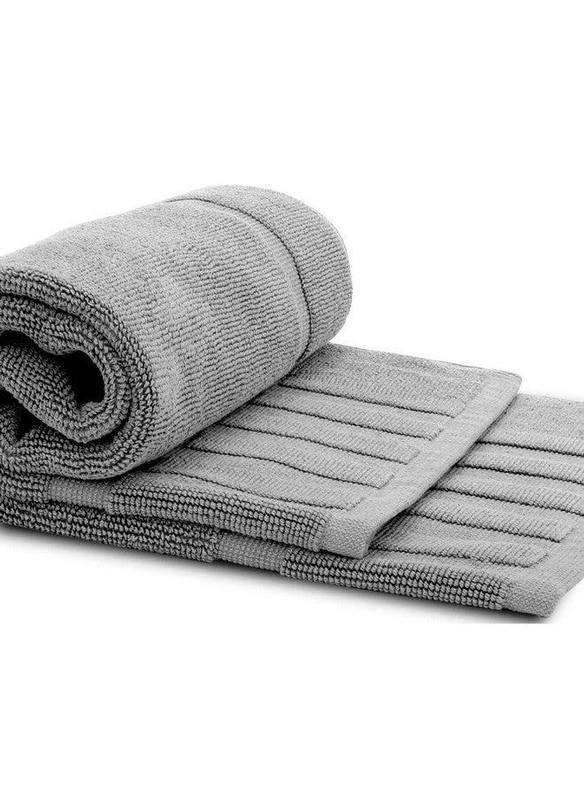 White Classic Luxury Bath Mat Floor Towel Set - Absorbent Cotton Hotel Spa Shower/Bathtub Mats [Not a Bathroom Rug] 22"x34" | 2 Pack | Light Grey - Image 4