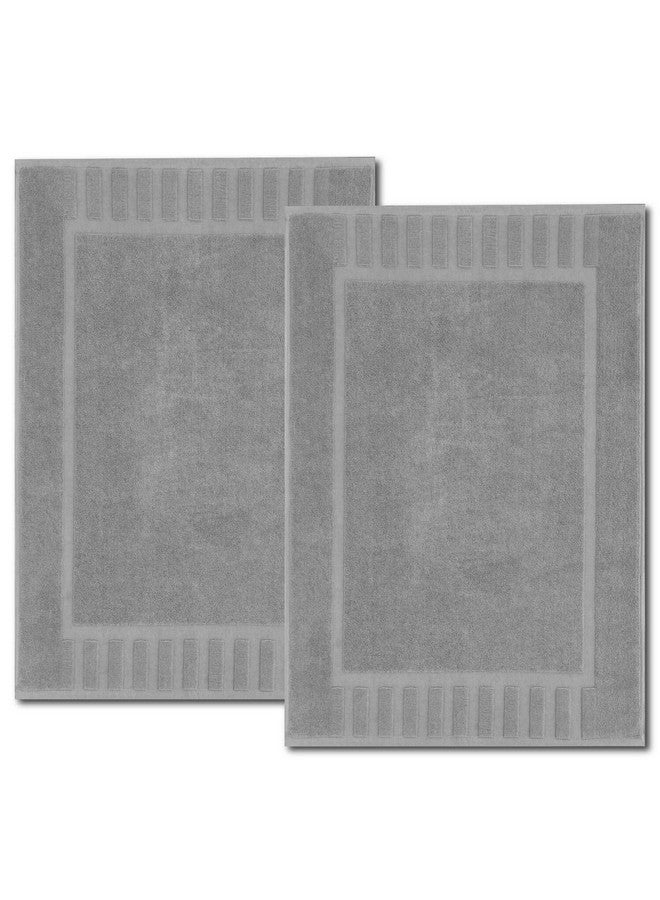 White Classic Luxury Bath Mat Floor Towel Set - Absorbent Cotton Hotel Spa Shower/Bathtub Mats [Not a Bathroom Rug] 22"x34" | 2 Pack | Light Grey - Image 1