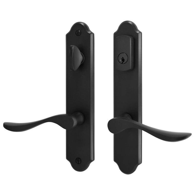 N8LokNLok 10" Arch Keyed MPL Hinged Patio Door Active Handleset Trim Compatible with Ashland, Marvin, Milgard & Jeld-Wen French Doors, 3-5/8" Handle PZ, 7-1/4" H.C., Non-Handed, Matte Black - Image 1