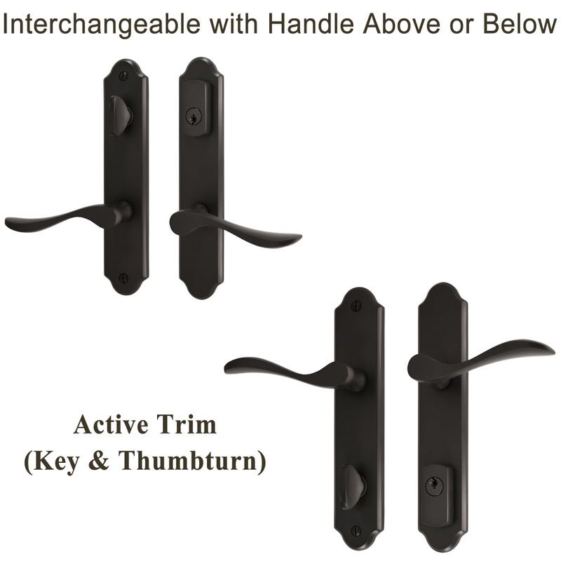 N8LokNLok 10" Arch Keyed MPL Hinged Patio Door Active Handleset Trim Compatible with Ashland, Marvin, Milgard & Jeld-Wen French Doors, 3-5/8" Handle PZ, 7-1/4" H.C., Non-Handed, Matte Black - Image 4