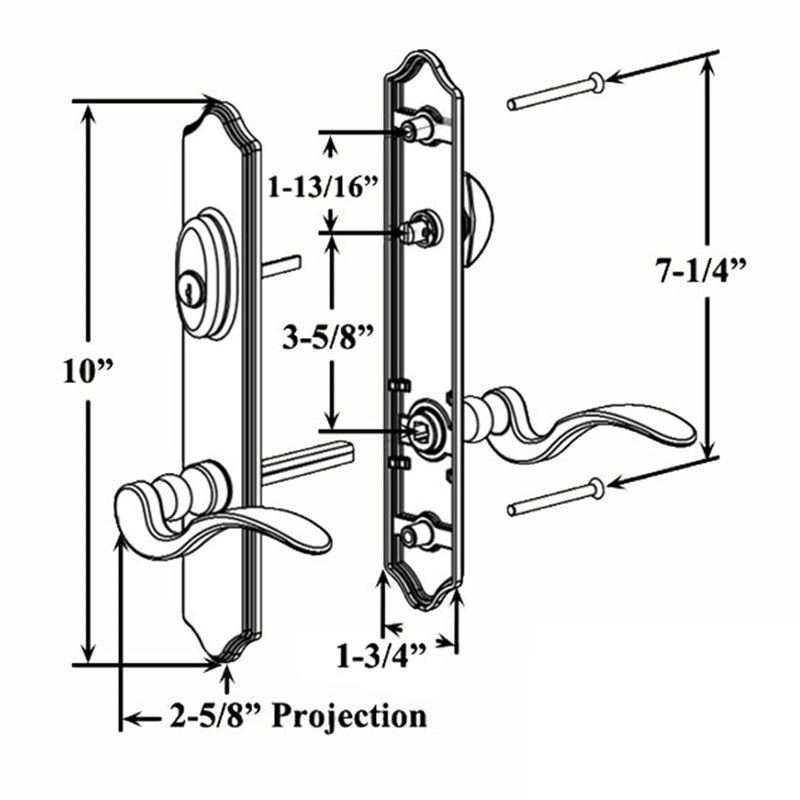 N8LokNLok 10" Arch Keyed MPL Hinged Patio Door Active Handleset Trim Compatible with Ashland, Marvin, Milgard & Jeld-Wen French Doors, 3-5/8" Handle PZ, 7-1/4" H.C., Non-Handed, Matte Black - Image 2