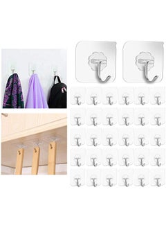 Bhadani Sales 30 PCS Adhesive Hooks Wall Hanger Hook Bathroom Kitchen Transparent Reusable Seamless Scratch Wall Hooks for Towel Loofah Bathrobe Coats Ceiling Hanger Pack 30