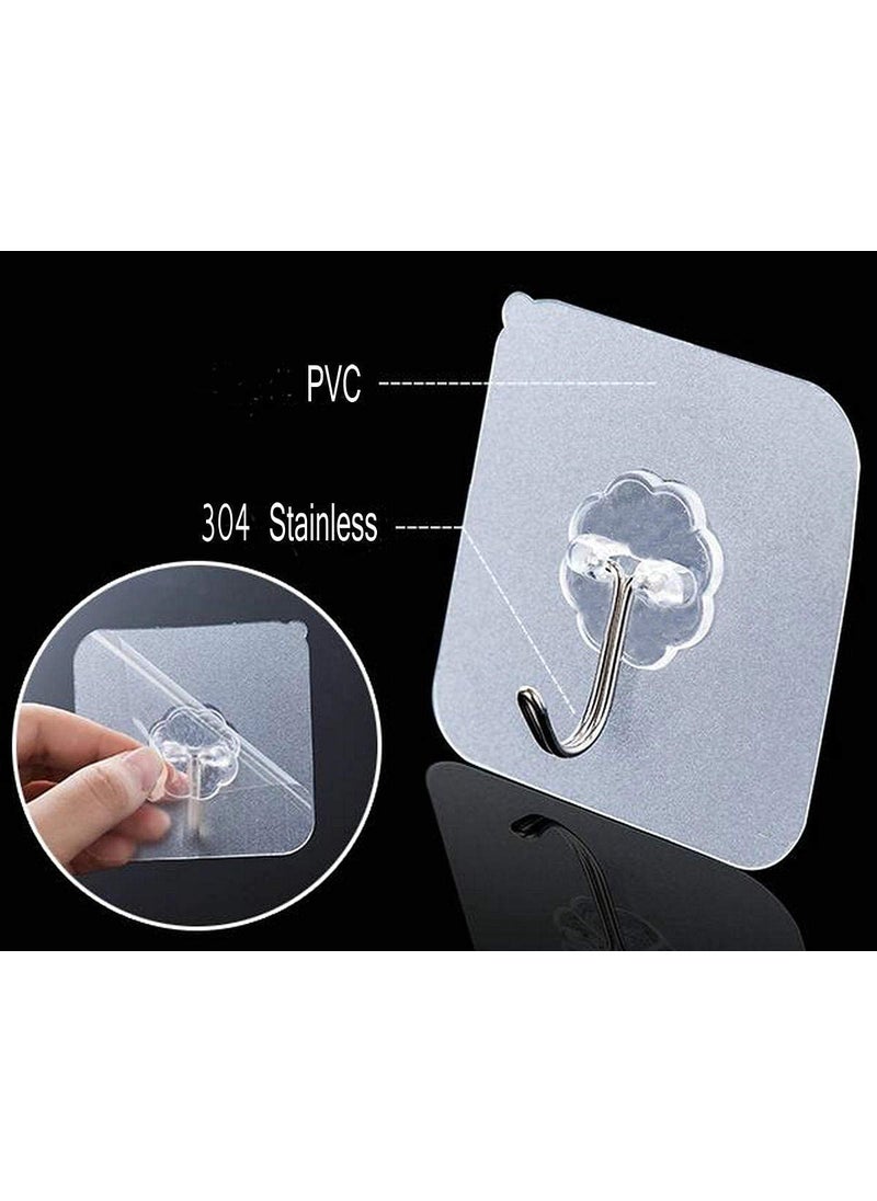 BHADANI SALES - Bhadani Sales 30 PCS Adhesive Hooks Wall Hanger Hook Bathroom Kitchen Transparent Reusable Seamless Scratch Wall Hooks for Towel Loofah Bathrobe Coats Ceiling Hanger Pack 30 - Image 1