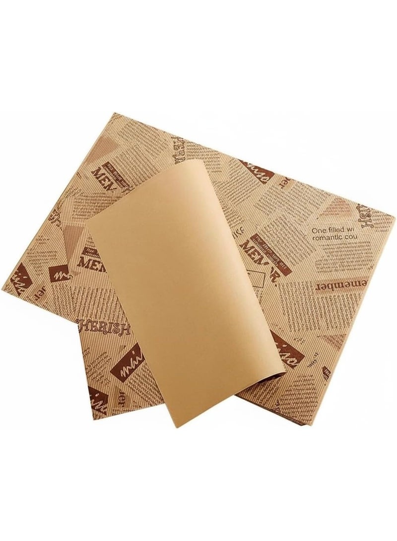 Y&D Greaseproof Paper, 50 Sheets Baking Wrapping Paper, Food Basket Liners Paper, Deli Paper for Cakes, Breads, French Fries, Sandwiches, Pizza, Burgers, Hot Dogs - Image 1