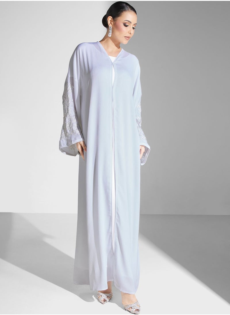 hayas closet - Embroidered V-Neck Abaya - Image 1