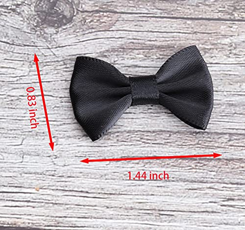 Sowaka 50 Pcs Mini Satin Bows Ribbon Vintage Soft Boutique Flower Bowknot for DIY Crafting Project Appliques Sewing Scrapbooking Wedding Birthday Gift Present Home Party Decoration (Black) - Image 3