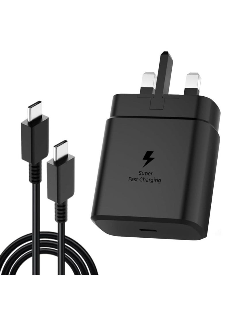 Samsam شاحن PD سريع الشحن بقوة 45 واط USB-C - متوافق مع S24 و S23 و S22 و S21 و S20 Ultra و S24+ و S23+ و S22+ و S21+ و A53 و A15 و A55 و A54 - محول طاقة من نوع C. - Image 1