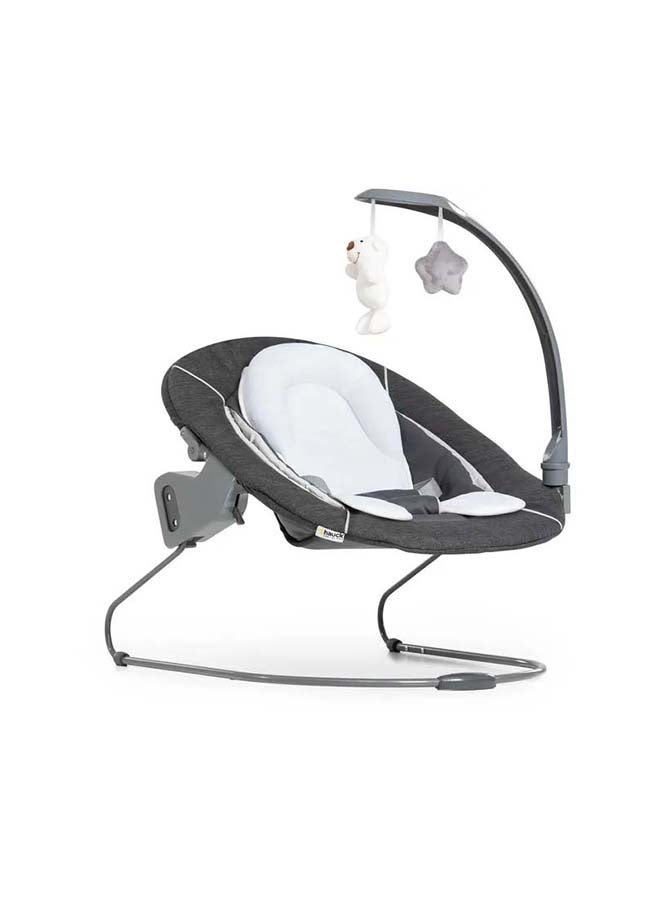 Hauck Alpha+ 2 in 1 Deluxe Bouncer and Baby Rocker, Melange Grey - from Birth, Newborn Set, Compatible with Alpha Highchair, Click On - Image 1