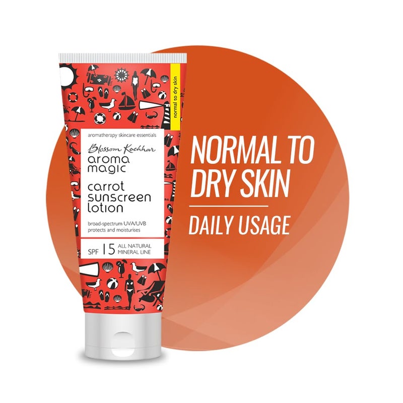 Aroma Magic Carrot Sunscreen Lotion with SPF 15  Broad Spectrum UVAUVB Protection  NonNano Zinc Oxide Mineral Sunblock  NonGreasy Moisturizer for Dry Skin  338 Fl Oz100ml