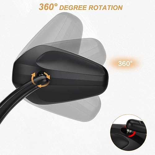 VG MOTO Motorcycle Rearview Mirror Side Mirrors 360 Degree Black Replacement for Harley Softail Dyna Sportster XL 883 1200 Electra Glide Street Bike Scooter Chopper Cruiser - Image 3