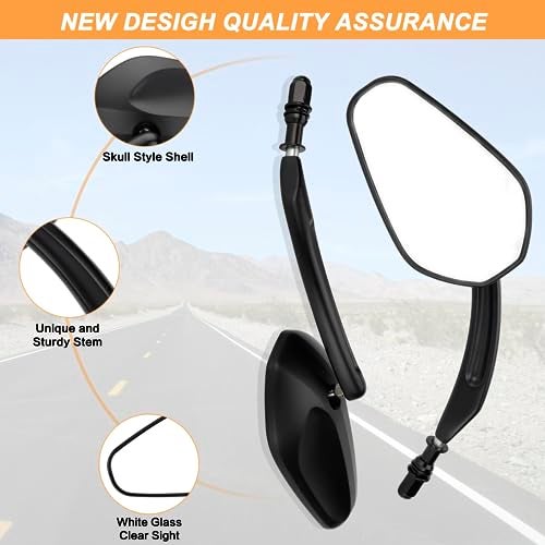 VG MOTO Motorcycle Rearview Mirror Side Mirrors 360 Degree Black Replacement for Harley Softail Dyna Sportster XL 883 1200 Electra Glide Street Bike Scooter Chopper Cruiser - Image 2