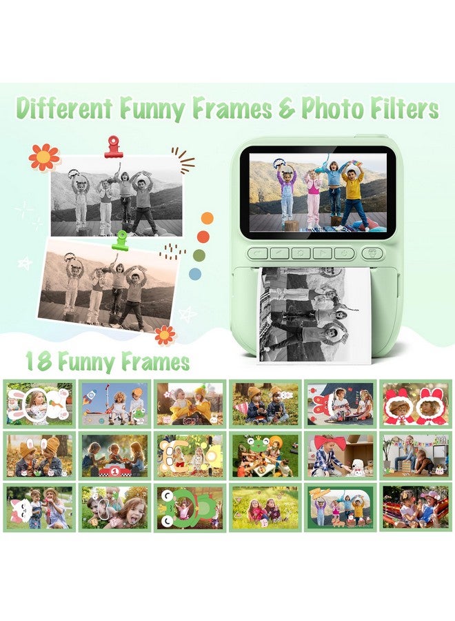 Gofunly Kids Camera Instant Print, 3.0" HD 32MP 1080P Toddler Digital Camera with 3 Rolls of Printer Paper, Birthday Gifts Toy for 3-12 Year Old Girls Boys with 32GB SD Card-Green - Image 5