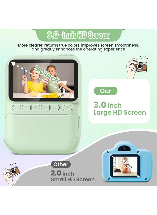 Gofunly Kids Camera Instant Print, 3.0" HD 32MP 1080P Toddler Digital Camera with 3 Rolls of Printer Paper, Birthday Gifts Toy for 3-12 Year Old Girls Boys with 32GB SD Card-Green - Image 2