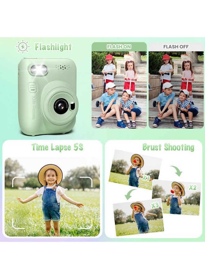 Gofunly Kids Camera Instant Print, 3.0" HD 32MP 1080P Toddler Digital Camera with 3 Rolls of Printer Paper, Birthday Gifts Toy for 3-12 Year Old Girls Boys with 32GB SD Card-Green - Image 4