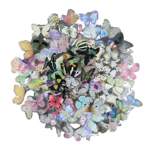 Xfopz 160 Pcs Vintage Butterfly Scrapbook Self-Adhesive Stickers Set DIY Decoration Butterfly Stickers Resin for Envelope Scrapbook Luggage Windows Journals, 70 mm X 80 MM - Image 1