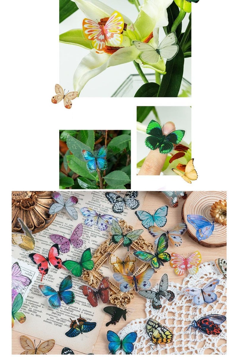 Xfopz 160 Pcs Vintage Butterfly Scrapbook Self-Adhesive Stickers Set DIY Decoration Butterfly Stickers Resin for Envelope Scrapbook Luggage Windows Journals, 70 mm X 80 MM - Image 5