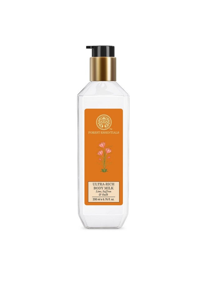فورست اسينشالز حليب الجسم فائق الثراء، عود الليمون والزعفران | غسول الجسم المرطب الأيورفيدا للترطيب | مرطب طبيعي للجسم - Image 1