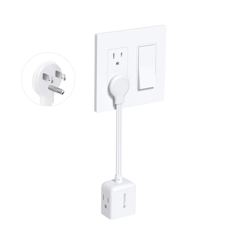 TROND Flat Outlet Extender with 6 Inch Cord ETL Listed Flat Plug Extension Outlet Splitter Adapter Electrical 3 Way Multi Wall Plug Extender for Home Office Dorm Room Cruise Ship Travel White
