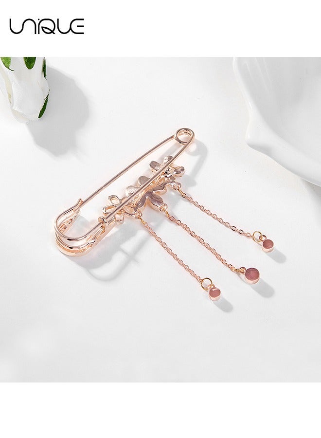 Unique Brooch - Camellia Brooch - Diamond Brooch - Rose Gold Brooch - Safety Pin - Sweater Shirt Jacket Clothing Accessories - DIY Crafts - Image 3