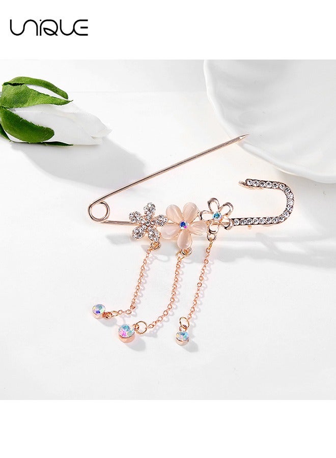 Unique Brooch - Camellia Brooch - Diamond Brooch - Rose Gold Brooch - Safety Pin - Sweater Shirt Jacket Clothing Accessories - DIY Crafts - Image 4