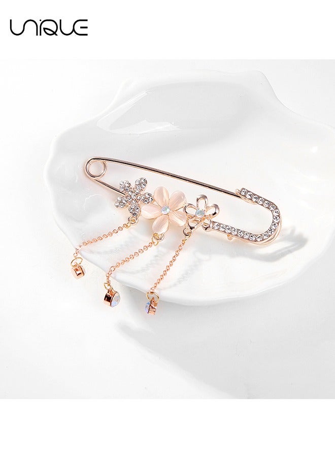 Unique Brooch - Camellia Brooch - Diamond Brooch - Rose Gold Brooch - Safety Pin - Sweater Shirt Jacket Clothing Accessories - DIY Crafts - Image 5
