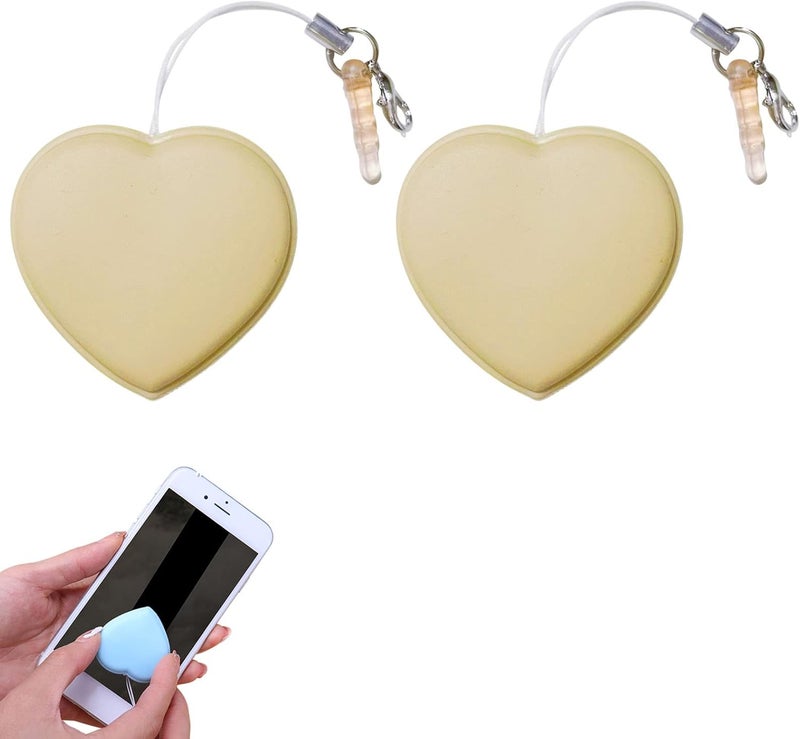 comfrt Heart-Shaped Macaron Screen Glass Cleaner - 1/2/4/6PC Mobile Phone Screen Wipes Lens Cleaner - Creative Screen Glass Cleaning Wipe Brush - Portable Keychain Key Pendant Gift (Khaki-2PC) - Image 1