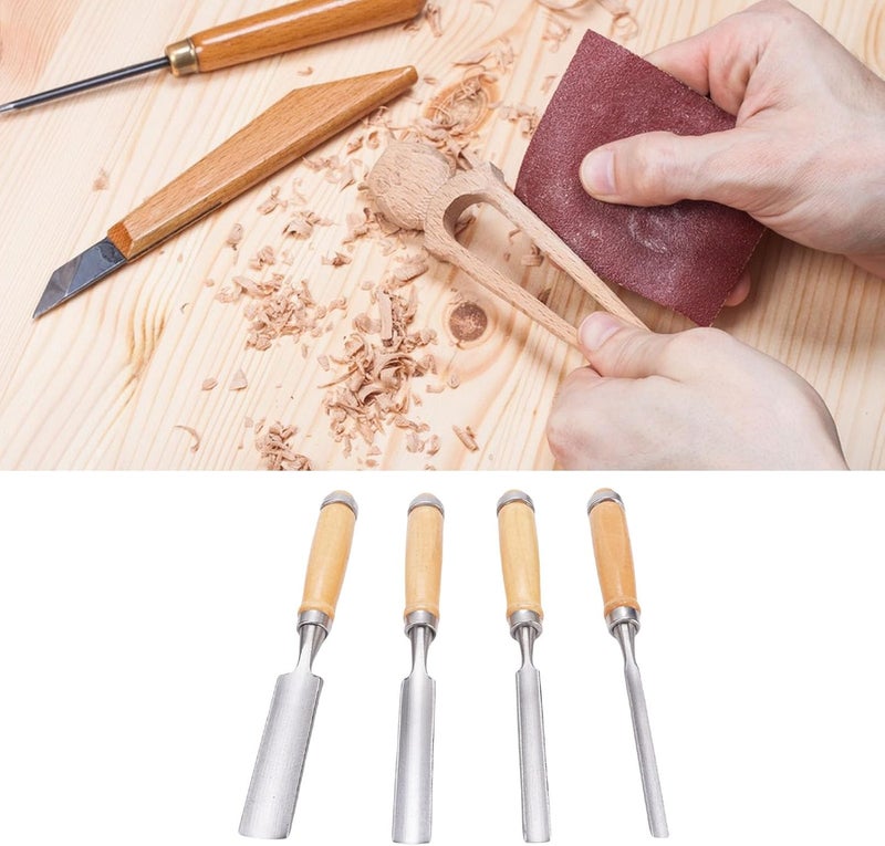 Generic Steel Wood Carving Chisel Set, Professional Half Round Chisels with Wooden Handle for Carpenter Wood Hand Tool Repairing, Shoveling - Image 5