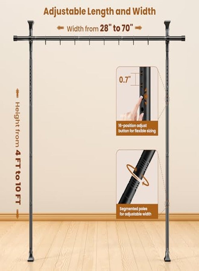 قضبان ستائر فاصلة للغرف من أبيجليفتي، لا تحتاج إلى حفر، قابلة للتعديل من 4 إلى 10 أقدام (ارتفاع)، فاصل جداري لفصل الغرف، قضبان ستائر مؤقتة للخصوصية، فاصل غرف قائم بذاته، أسود - Image 3