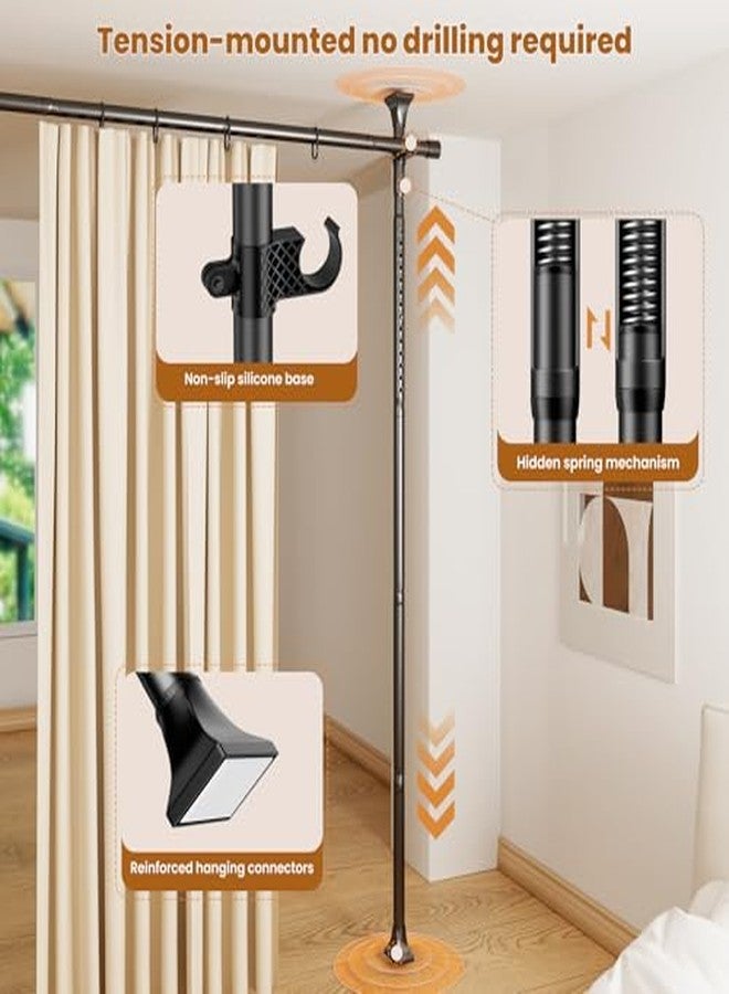 قضبان ستائر فاصلة للغرف من أبيجليفتي، لا تحتاج إلى حفر، قابلة للتعديل من 4 إلى 10 أقدام (ارتفاع)، فاصل جداري لفصل الغرف، قضبان ستائر مؤقتة للخصوصية، فاصل غرف قائم بذاته، أسود - Image 5