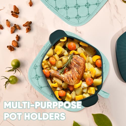 BSKSSK Oven Mitts Kitchen Towels Dishcloths with Pot Holders Sets 12PCS,Dish Towels Sets,Oven Gloves Pot Pads Heat Resistant 500 Degrees with Non-Slip Silicone Surface for Cooking Baking Grilling-Mint Green - Image 5