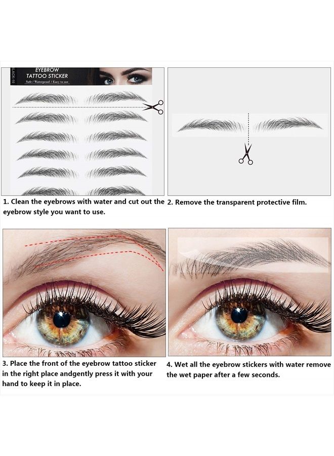 Blulu 18 Sheets 180 Pairs Eyebrow Tattoo Stickers 4D Hair Like Authentic Brow Tattoo Waterproof Eyebrow Transfers Stickers Peel off Eyebrow Grooming Shaping Makeup Sticker for Women Girls (Black) - Image 2