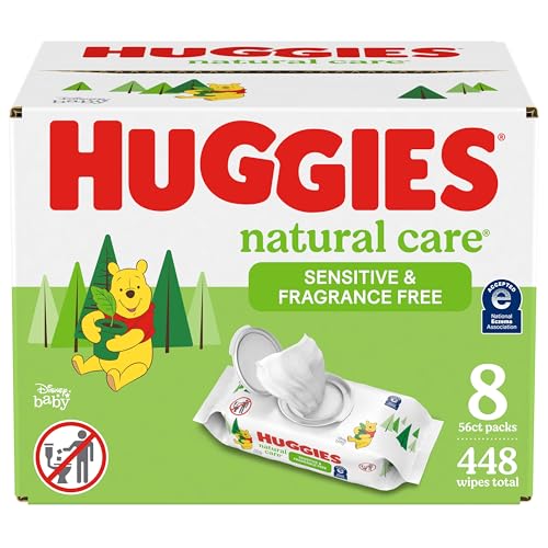 Huggies Natural Care Sensitive Baby Wipes, Unscented, Hypoallergenic, 99% Purified Water, 8 Flip-Top Packs (448 Wipes Total) - Image 1