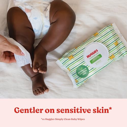 Huggies Natural Care Sensitive Baby Wipes, Unscented, Hypoallergenic, 99% Purified Water, 8 Flip-Top Packs (448 Wipes Total) - Image 5