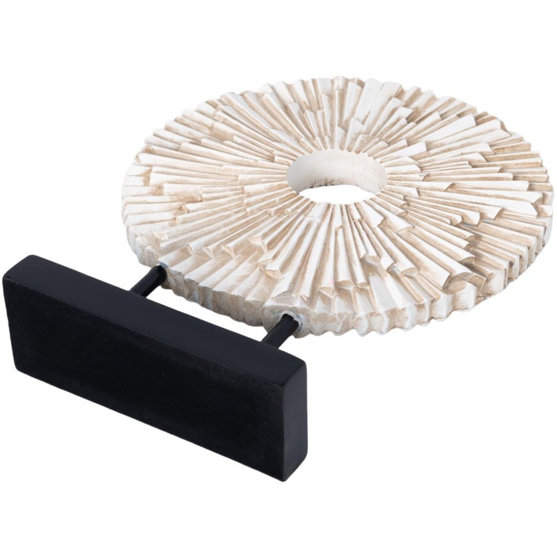 CECKQUE Minimalist Round Statue Above Cabinet Decor Kitchen, Modern Decorative Sculpture Home Decorations for Living Room Coffee Table, Office Decor Items, Center Pieces Decoration (White) - Image 3