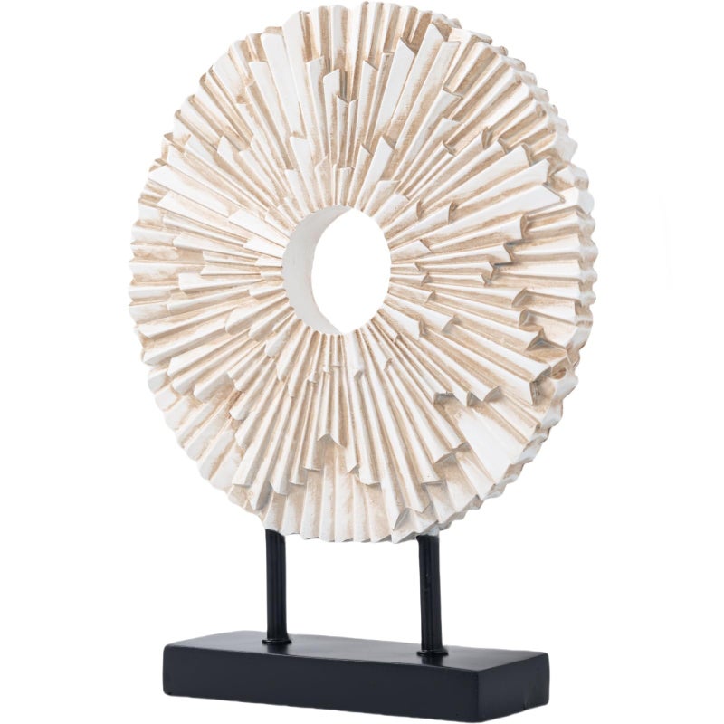 CECKQUE Minimalist Round Statue Above Cabinet Decor Kitchen, Modern Decorative Sculpture Home Decorations for Living Room Coffee Table, Office Decor Items, Center Pieces Decoration (White) - Image 2