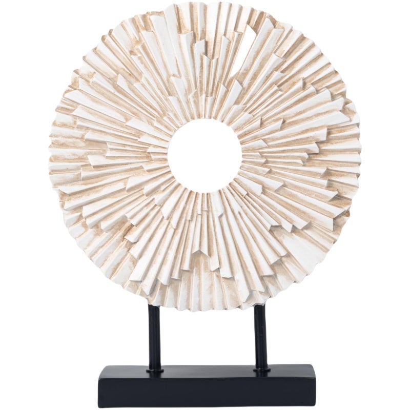 CECKQUE Minimalist Round Statue Above Cabinet Decor Kitchen, Modern Decorative Sculpture Home Decorations for Living Room Coffee Table, Office Decor Items, Center Pieces Decoration (White) - Image 1