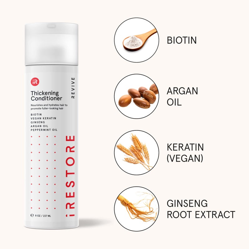 iRESTORE Biotin Hair Conditioner for Damaged Dry Hair - Biotin Conditioner for Fine Hair Growth, Volumizing Thickening Conditioner with Ginseng & Argan Oil to Moisturize, Pair With Hair Loss Shampoo - Image 3