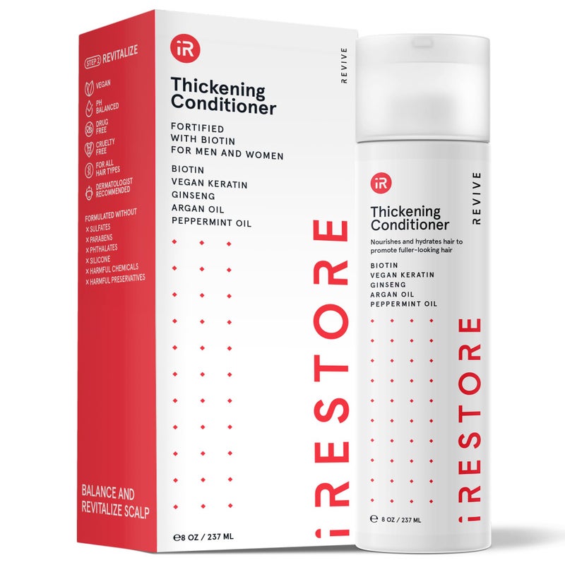 iRESTORE Biotin Hair Conditioner for Damaged Dry Hair - Biotin Conditioner for Fine Hair Growth, Volumizing Thickening Conditioner with Ginseng & Argan Oil to Moisturize, Pair With Hair Loss Shampoo - Image 1