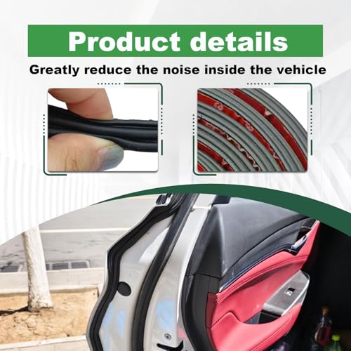 LTDCVTR 31.4Ft Car Door Seal Strip Universal Self-Adhesive Thickened Rubber Weather Stripping for Soundproofing, Waterproof &Dust Protection, Large Auto Door Edge Trim Seal Gasket for Truck, SUV, RV - Image 4