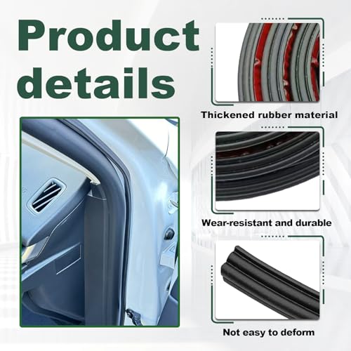 LTDCVTR 31.4Ft Car Door Seal Strip Universal Self-Adhesive Thickened Rubber Weather Stripping for Soundproofing, Waterproof &Dust Protection, Large Auto Door Edge Trim Seal Gasket for Truck, SUV, RV - Image 5